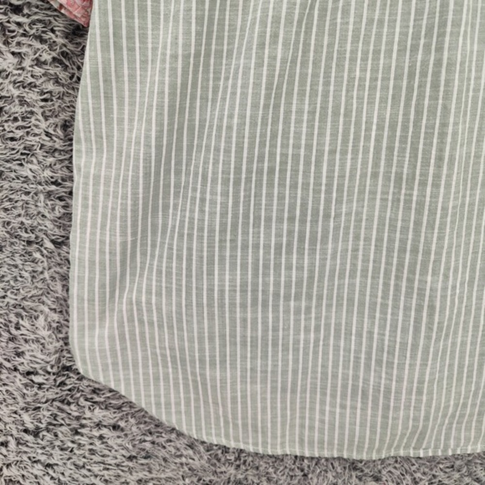 Casa Cabana Womens Earthy Cottage Coastal Button Up Shirt XL Green White Striped - Picture 13 of 16